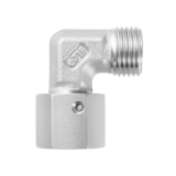 XEWKO-..L/S M - Adjustable elbow connectors with taper and O-ring, pre-assembled on tapered nipple side, ISO 8434-1-SWOE