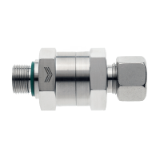 ERVV-..LR/SR - Non-return valves with male adaptor thread, profile sealing ring form E acc. ISO 1179-2, with cutting ring connection on one side, inflow side at male adaptor thread